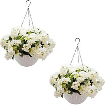 ANIXOL Artificial Geranium Hanging Basket Set