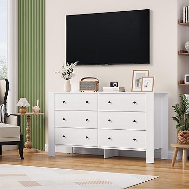 ANIXOL Natural Oak 6-Drawer Bedroom Dresser