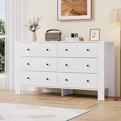 ANIXOL Natural Oak 6-Drawer Bedroom Dresser