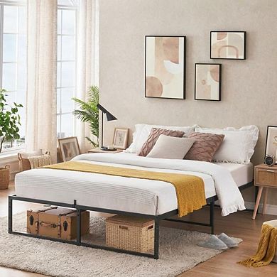 Heavy-Duty Metal Platform Bed Frame - Under-Bed Storage, Silent Slat Support, Noise-Free