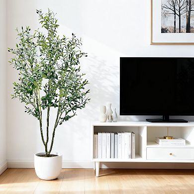 ANIXOL Artificial Olive Tree with White Pot