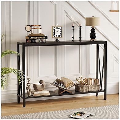 Entryway Sofa Table with 2-Tier Storage Shelves, Multi-Functional Console Table for Living Room