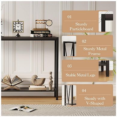 Entryway Sofa Table with 2-Tier Storage Shelves, Multi-Functional Console Table for Living Room