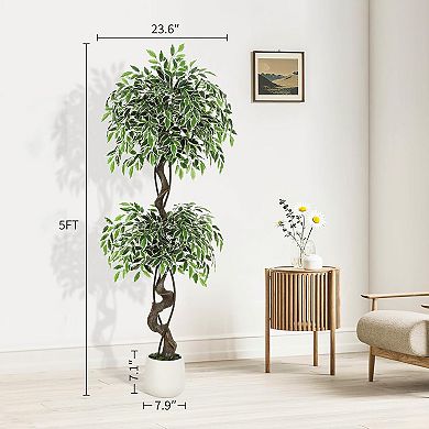 Artificial Decorative Tree for Home Office Living Room Bedroom, Realistic Faux Plant Modern Decor
