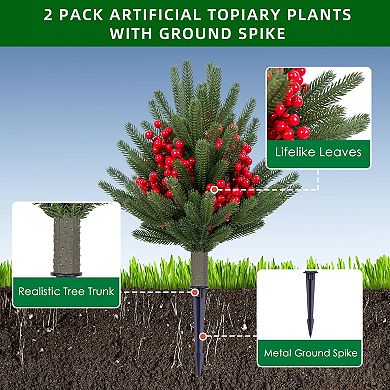 ANIXOL Artificial Topiary Trees with Spikes Set of 2