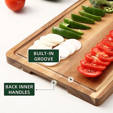 18 x 12 Inch Acacia Wood Cutting Board, 1-Inch Thick Butcher Block, Multipurpose Chopping Board