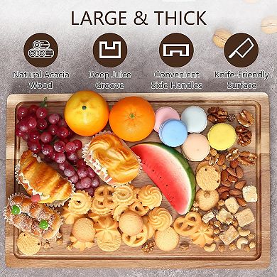 18 x 12 Inch Acacia Wood Cutting Board, 1-Inch Thick Butcher Block, Multipurpose Chopping Board