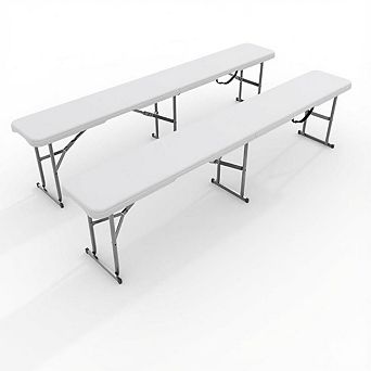 IDEALHOUSE 2-Pack 6-Foot Waterproof Plastic Folding Benches