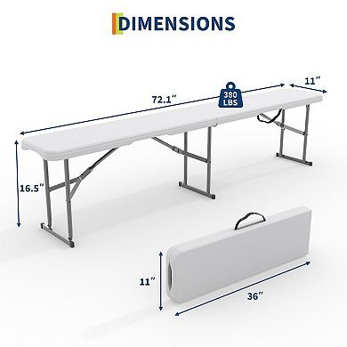 IDEALHOUSE 2-Pack 6-Foot Waterproof Plastic Folding Benches