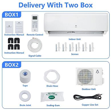 12000 BTU Split Air Conditioner and Heater, 230V