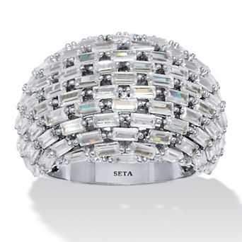 PalmBeach Jewelry 6.06 TCW Cubic Zirconia Silvertone Dome Ring
