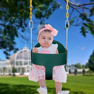 Toddler High‑Back Full Bucket Swing Seat with Coated Chains, Snap Hooks & Hanging Straps