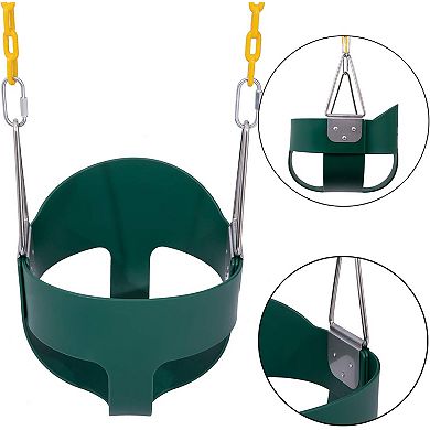 Toddler High‑Back Full Bucket Swing Seat with Coated Chains, Snap Hooks & Hanging Straps