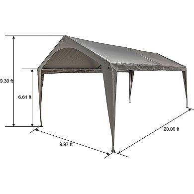 10×20 ft Replacement Carport Top Canopy Cover with Fabric Pole Skirts and Fixing Accessories