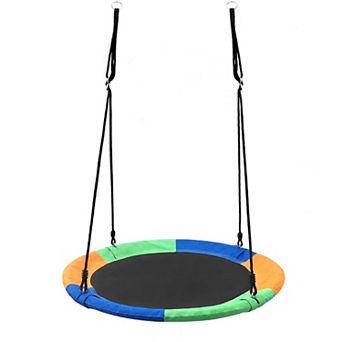 40″ Heavy‑Duty Kids Saucer Tree Swing with Steel Frame, 600D Oxford Fabric & Carabiner Support