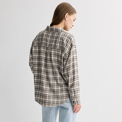 Juniors' SO® Boyfriend Flannel Shirt