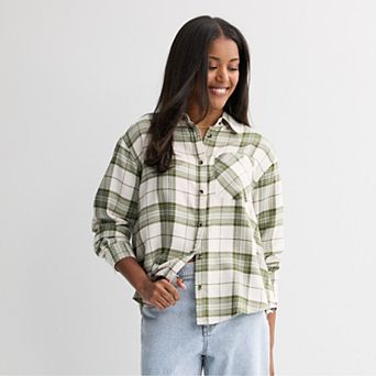 Juniors' SO® Boyfriend Flannel Shirt