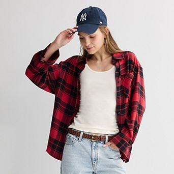 Juniors' SO® Boyfriend Flannel Shirt