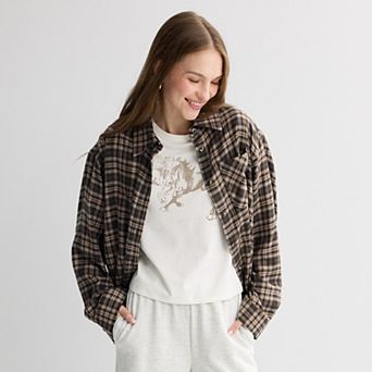 Juniors' SO® Boyfriend Flannel Shirt