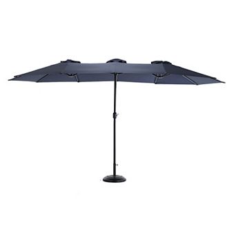 TEINIE 14.8FT Double Sided Rectangular Patio Umbrella Crank Navy Blue No Base
