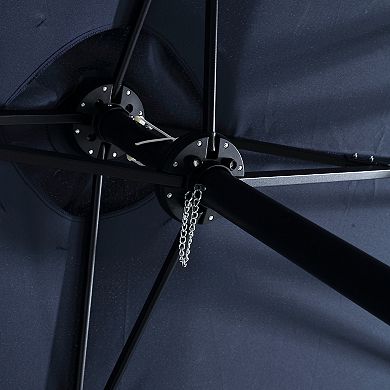 TEINIE 14.8FT Double Sided Rectangular Patio Umbrella Crank Navy Blue No Base