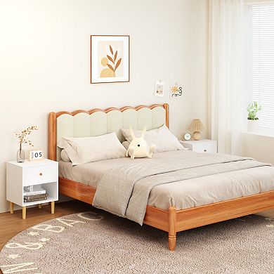 TEINIE 23" White Wooden Nightstand with One Drawer One Shelf