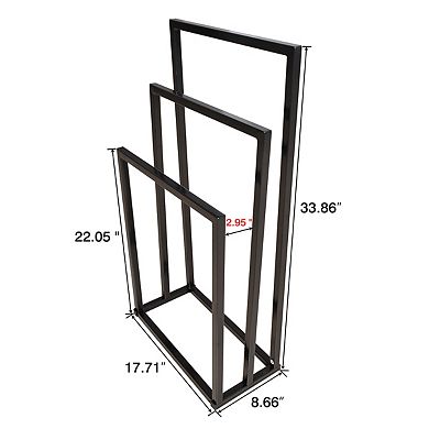 TEINIE 3-Tier Slim Freestanding Metal Towel Holder, Black