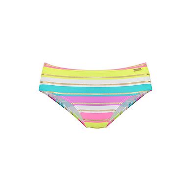 Lascana Women's Striped Mid Rise Bikini Bottom