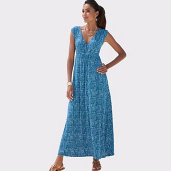 Lascana Women's Print V-Neck Maxi Dress