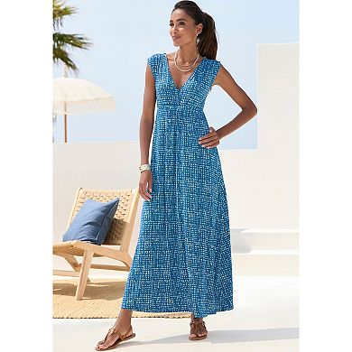 Lascana Women's Print V-Neck Maxi Dress