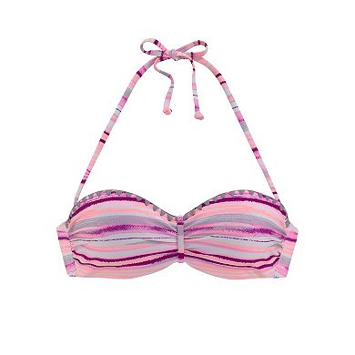 Lascana Women's Printed Crochet Bandeau Bikini Top