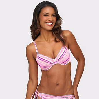 Lascana Women's Printed Crochet Underwire Bikini Top