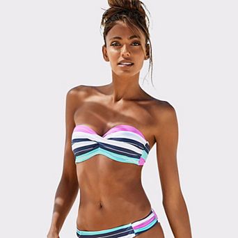 Lascana Women's Striped Bandeau Bikini Top