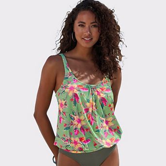 Lascana Women's Tropical Print Oversized Tankini Top