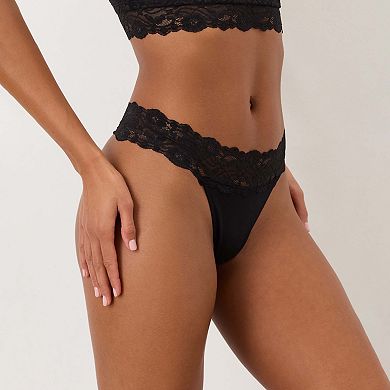 Lace Waist Thong 3-Pack
