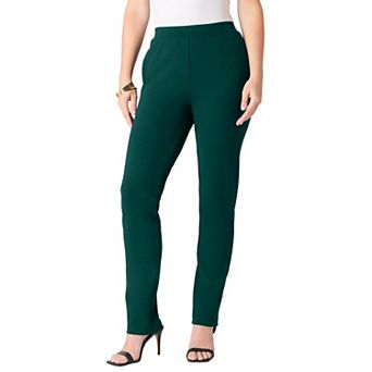Roaman's Women's Plus Size Ponte Straight Leg Pant With Pockets And Pull On Elastic Waist