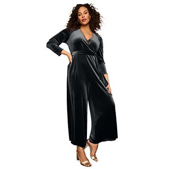 Roaman's Women's Plus Size Velour Jumpsuit