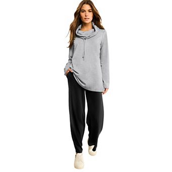 Roaman's Women's Plus Size Comfort+ Fleece Cowl Neck Sweatshirt
