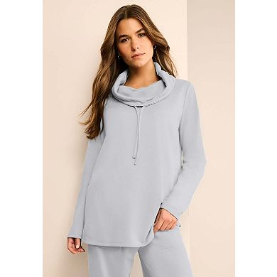 Roaman's Women's Plus Size Comfort+ Fleece Cowl Neck Sweatshirt