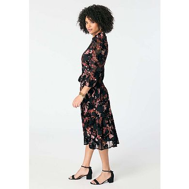 Roaman's Women's Plus Size Mockneck Chiffon Dress