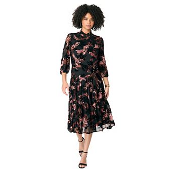 Roaman's Women's Plus Size Mockneck Chiffon Dress