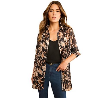 Roaman's Women's Plus Size Kate Lurex Stripe Blouse