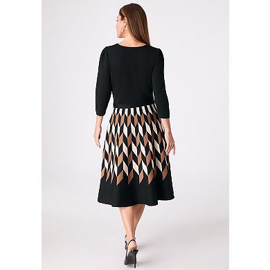 Roaman's Women's Plus Size Pleated Sweater Dress