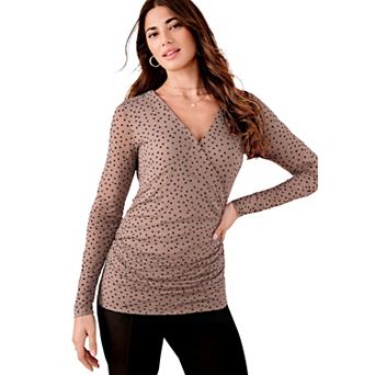 Roaman's Women's Plus Size V-Neck Mesh Blouse