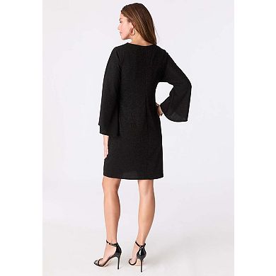 Roaman's Women's Plus Size Glitter Knit Side-Tie Dress