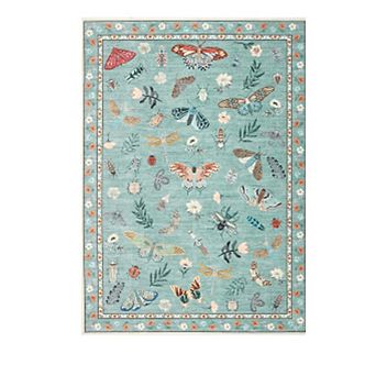8x10FT Washable Area Rug Modern Floral Non Slip Low Pile for Bedroom Playroom Dining Room