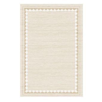 9x12FT Washable Modern Border Area Rug Non Slip Low Pile for Dining Room Living Nursery