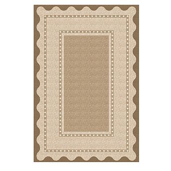 9x12FT Washable Area Rug Modern Geometric Border Non Slip Low Pile for Living Room Dining Bedroom