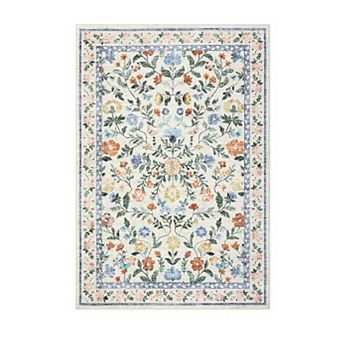 10x13FT Washable Ultra Soft Vintage Floral Area Rug Non Slip for Dining Room and Nursery