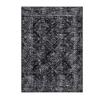 8x10FT Living Room Rug Vintage Geometric Rubber Backing Low Pile for Bedroom Dining Office